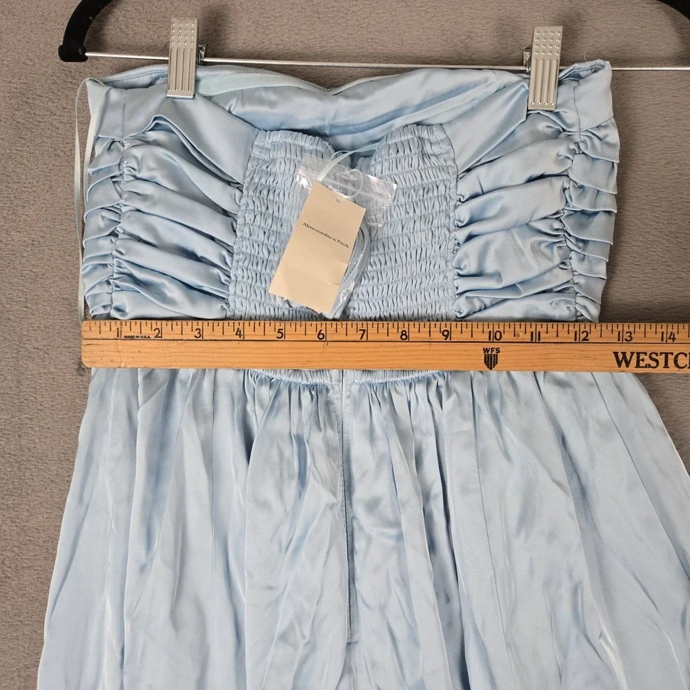 Abercrombie & Fitch Dress‎ Womens Small Petite Light Blue Stain Maxi Prom NWT